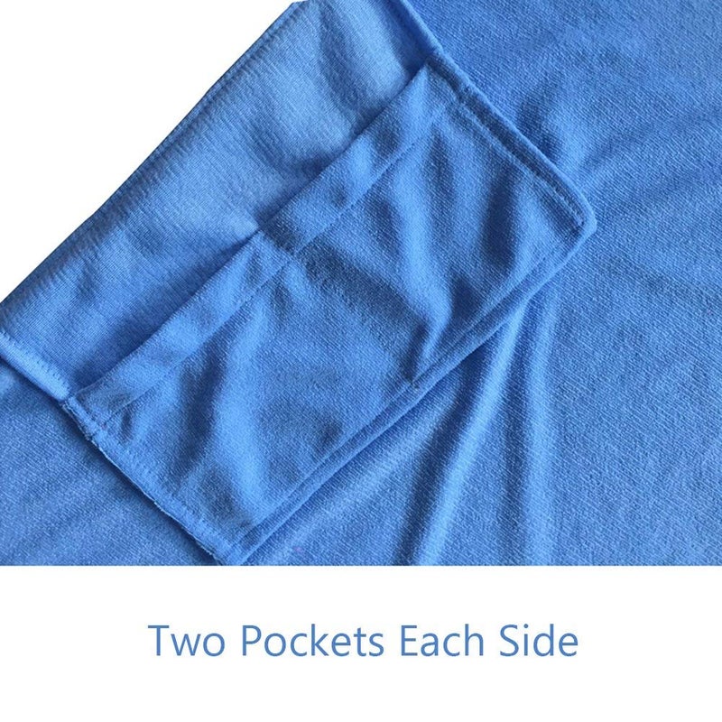 VOCOOL Double Layer Chaise Lounge Pool Chair Cover Beach Towel Fitted Elastic Pocket Won't Slide 85" L x 30" W-Royal Blue - Image 2